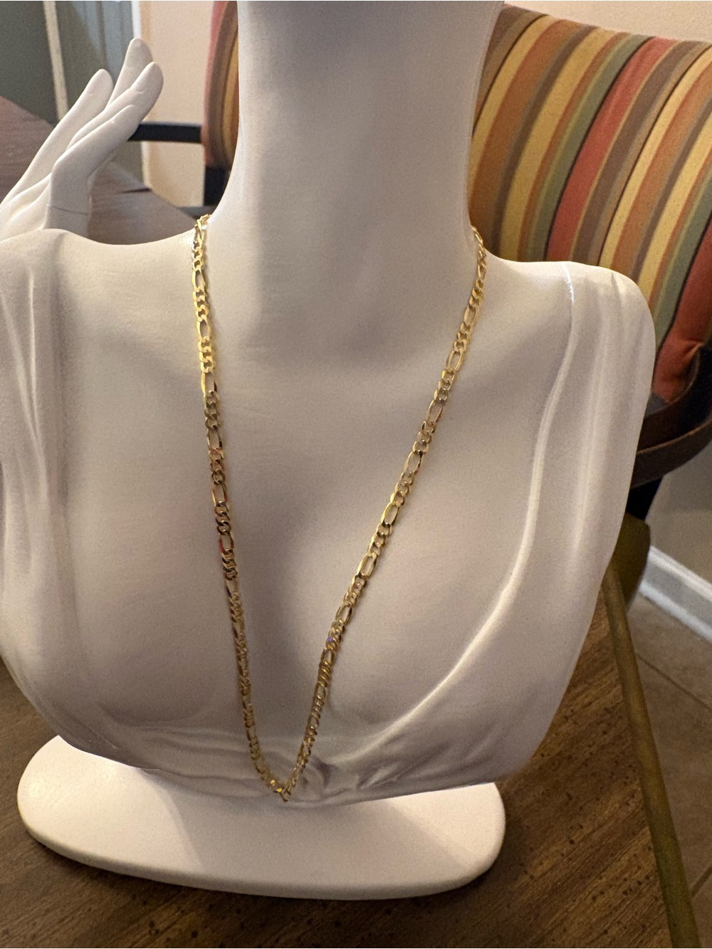925 Sterling Silver Gold Tone Figaro Chain 18” 3.7mm 8.1g Italy
